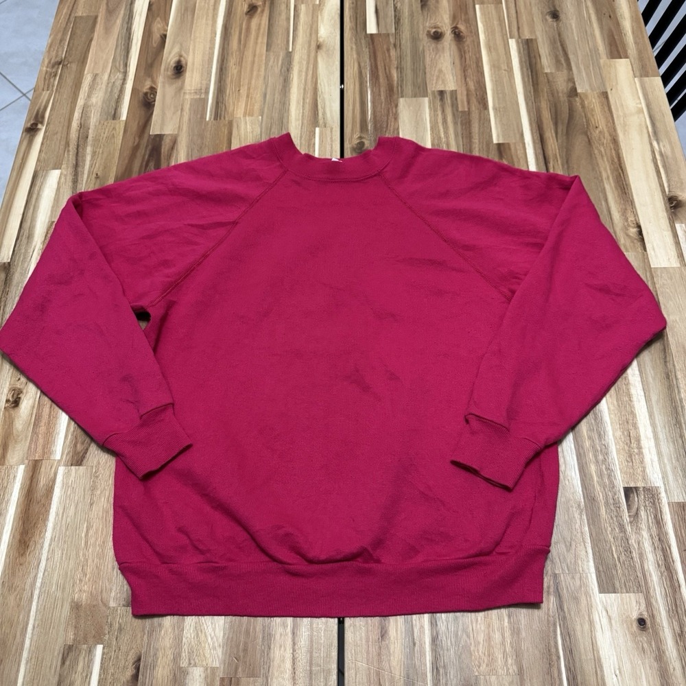 Vintage Tultex Sweatshirt Mens L Pink Blank Crewneck Pullover Made In USA 90s